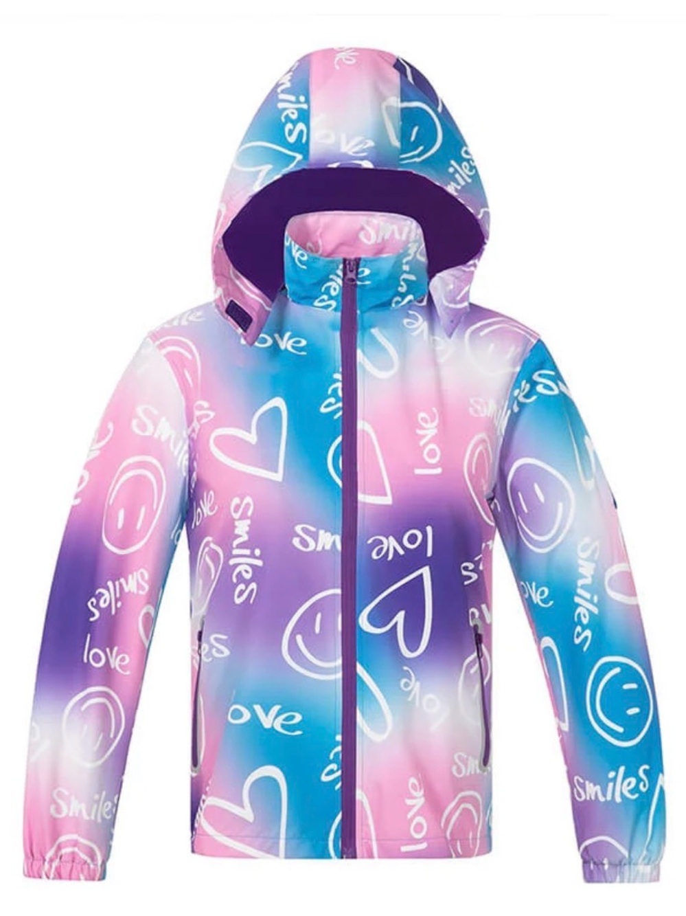 Saphirose Kids Hooded Raincoat - Multicolor Pink Blue Purple size 10-12